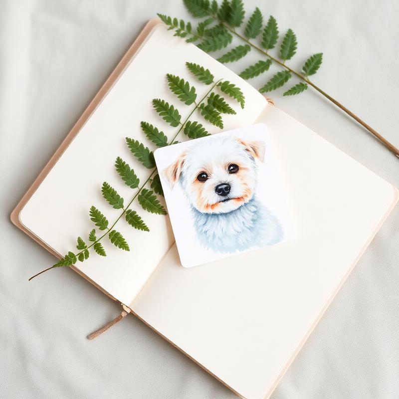 Hand-painted portrait of Bramble, terrier